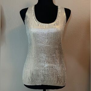 BALMAIN METALLIC RIBBED WOOL-BLEND TANK SIZE 38